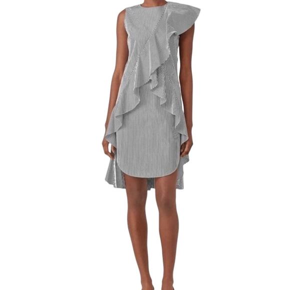 GOEN.J Ruffle Stripe Dress Sz 4 Black/White Versatile Office Business Resort Y2K - Picture 12 of 12